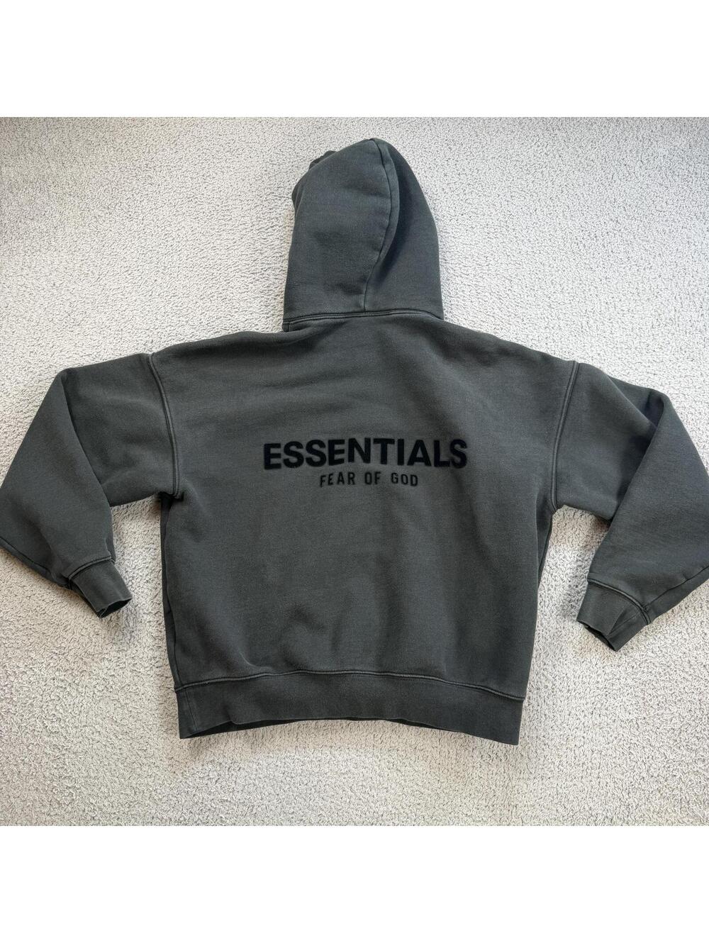 Fear Of God Essentials Cropped Hoodie Women XS Black Boxy Minimal Streetwear